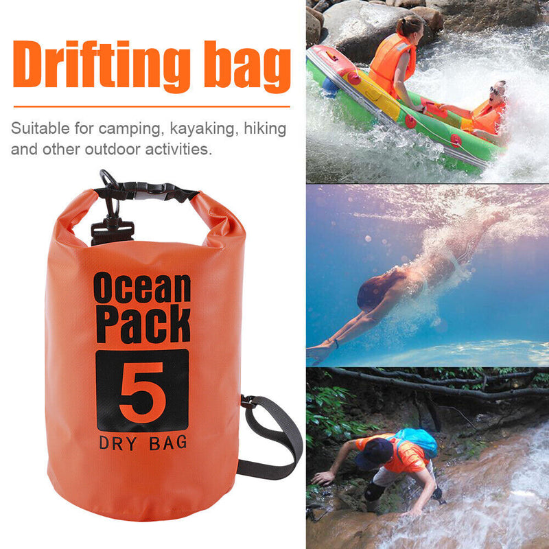 Waterproof Dry Bag Pack Sack Swimming Kayaking River Trekking (5L Orange) Newly