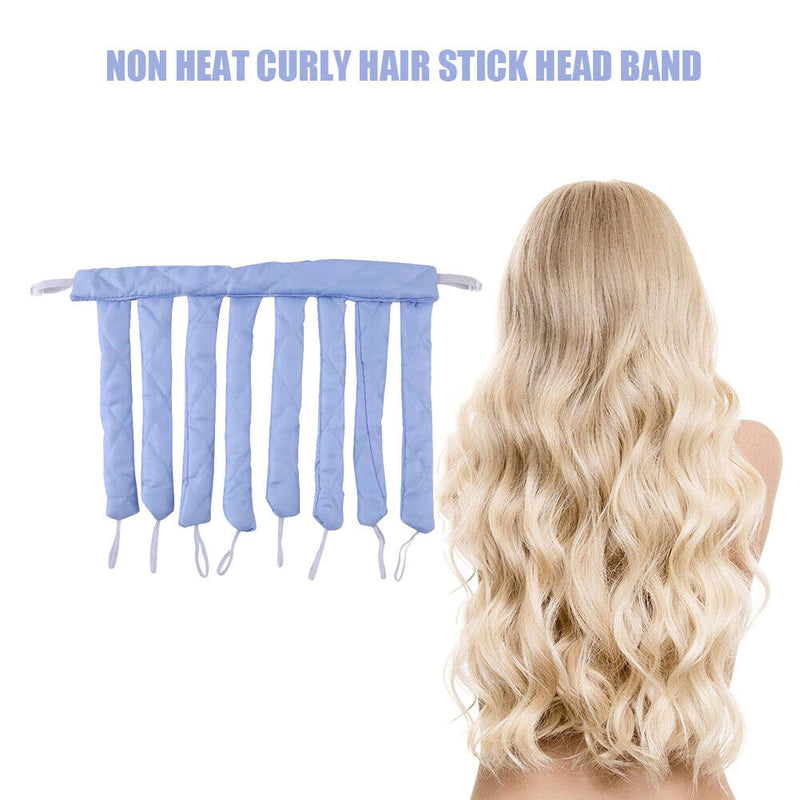 Heatless Hair Curler No Heat Curling Headband Sleeping Soft Wave (Blue) Newly