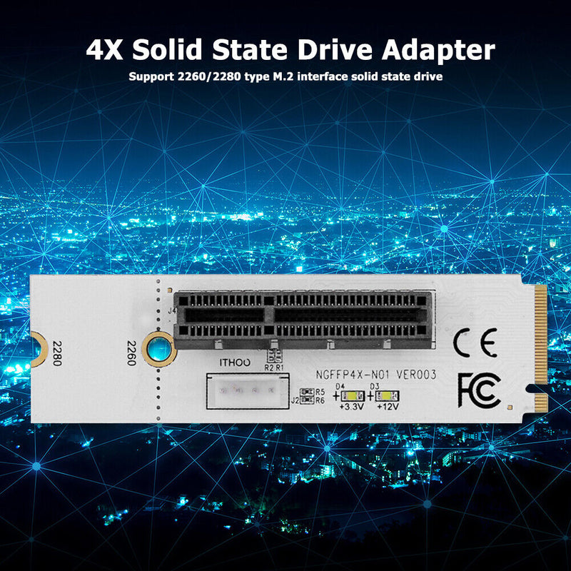 NGFF M.2 to PCI-E 4X Riser Card M2 Key M to PCIE X4 Adapter with LED Indicator