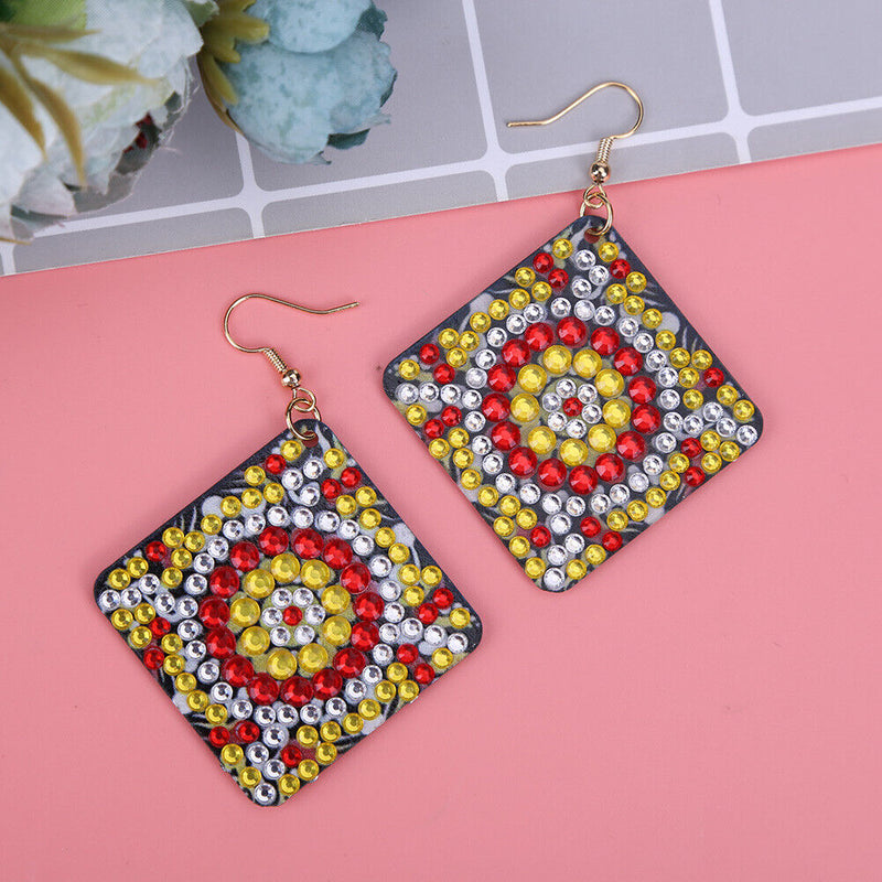 5D DIY Diamond Painting Earrings Double-sided Square Drop Earrings (RZ011) Newly