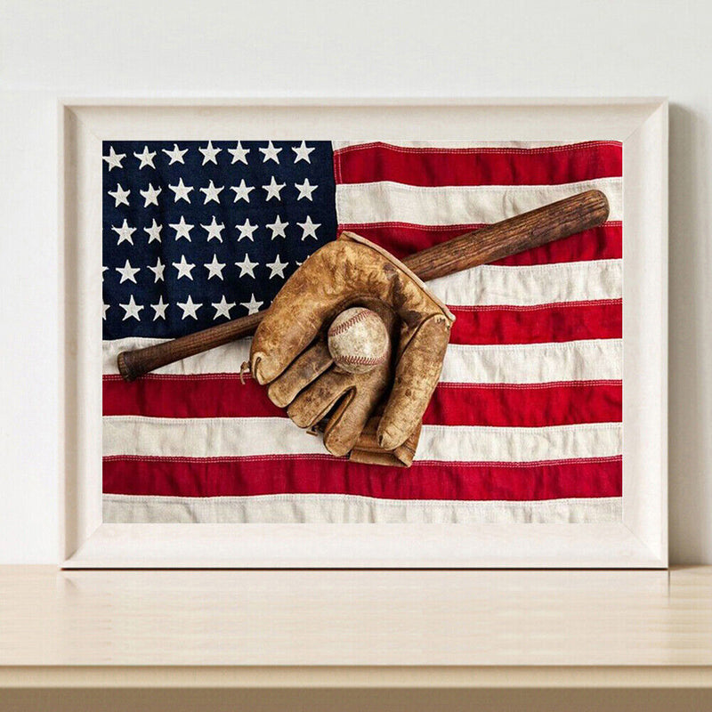 Baseball Glove Frameless Oil Paint by Numbers Kit Handpainted Picture Art