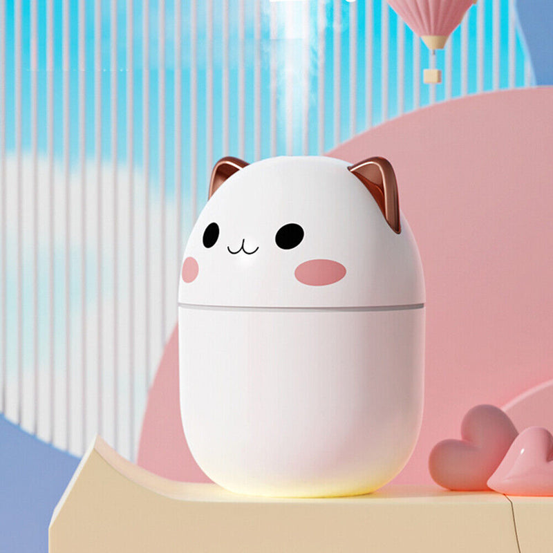 250ml Air Humidifier Cute Aroma Diffuser with Night Light Cool Mist (White)