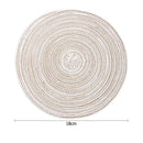 Round Ramie Insulation Pad Placemats Coaster Home Table Mat Pad (Beige S)
