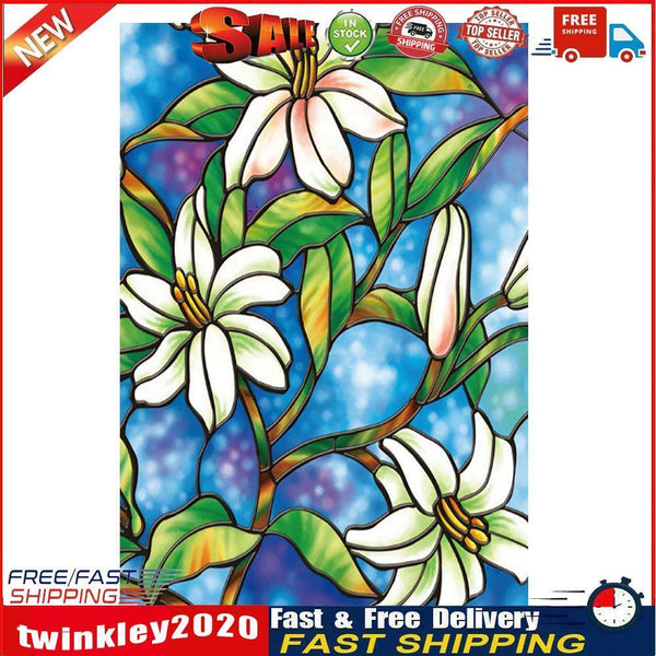 45cm*100cm Orchid Window Film Stained Glass Home Privacy DIY Decoration Newly