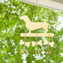Wooden Dachshund Wind Chime Bells DIY Pendant Balcony Outdoor Yard Home Decor