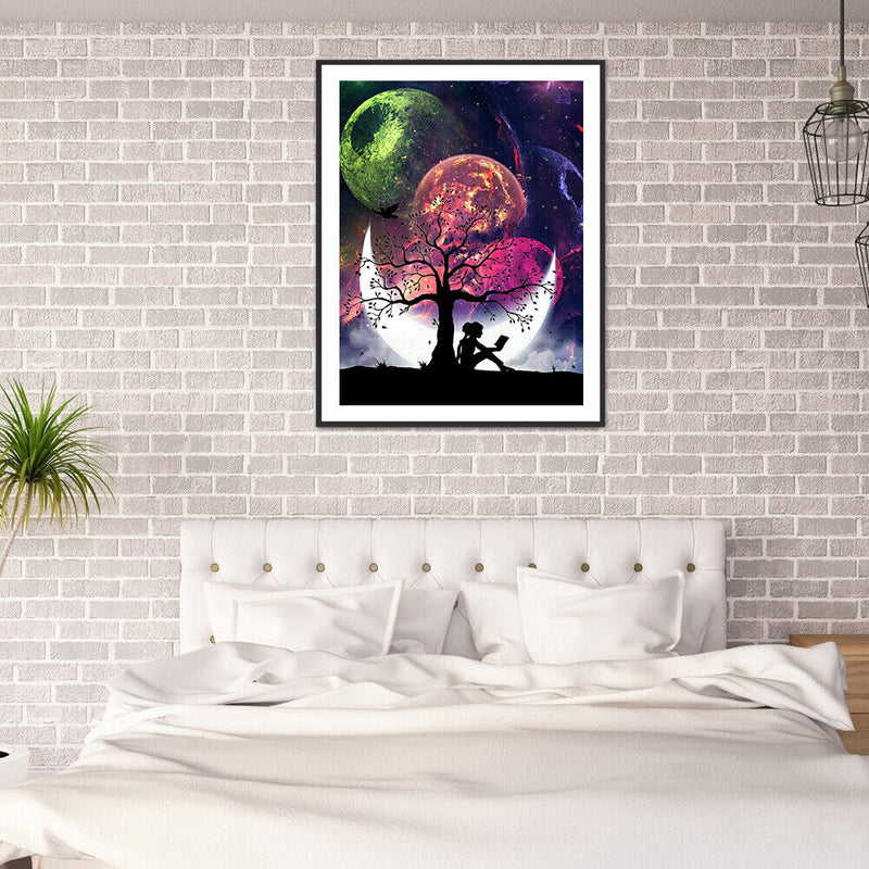 5D DIY Diamond Painting Girl Under Tree Full Square Drill Mosaic Home Decorat