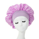 Women Night Sleep Hair Cap Satin Adjustable Curly Hair Styling Hat (Purple)