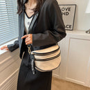 Women Crossbody Bags Large Capacity Leather Hit Color Ladies Saddle Handbags