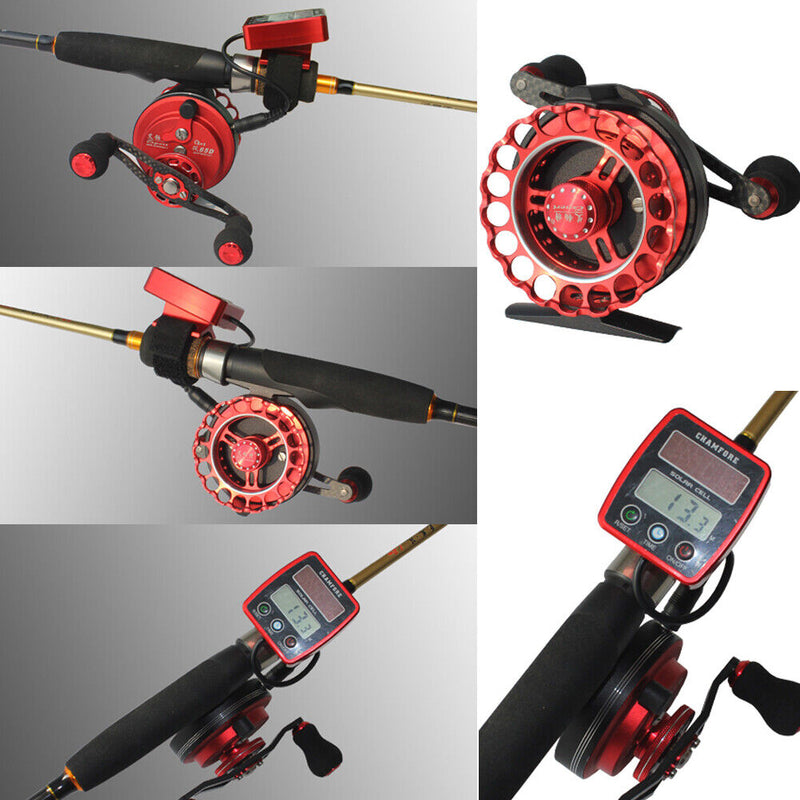 Solar Power Counting Fish Line Wheel + Digital LCD Display Round Fish Boat-12813