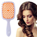 Wide Teeth Air Cushion Comb Scalp Massage Salon Hair Brush (White Orange)