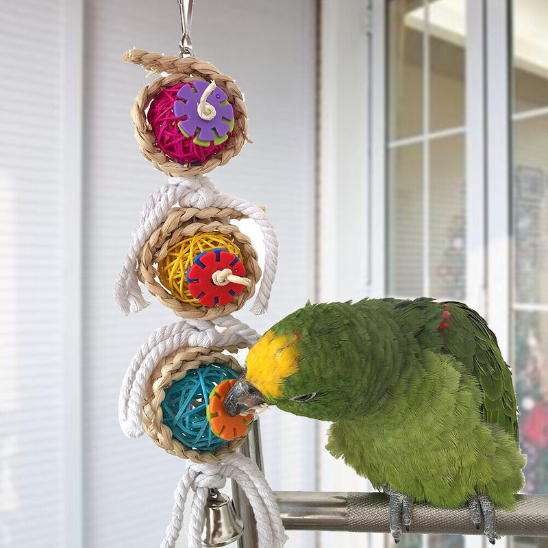 Pet Bird Bites Parrot Climb Chew Toys Hanging Cockatiel Parakeet Swing Cage