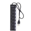 7 Ports LED USB 2.0 Adapter Hub 480Mbps High Speed Power ON/OFF USB Splitter