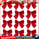 12pcs Christmas Tree Butterfly Bow Ties Wreath Garland Bowknot Decor (Red) Newly