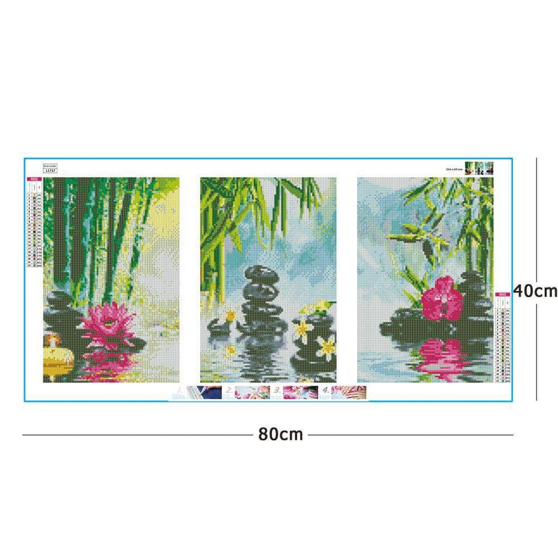 3pcs 5D DIY Full Drill Diamond Painting Stone Flowers Cross Stitch Crafts