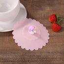 Food Silicone Cup Cover Fruit Heat-resistant Seal Lid Kitchen Tool (Pink) Newly