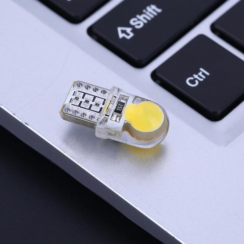 10pcs 12V T10 W5W LED Lamp COB Silicone Shell Car Turn Side Lamps(Yellow)