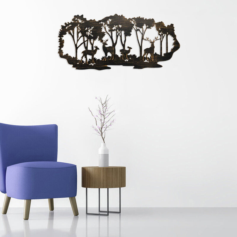 Metal Iron Forst Deer Silhouette Art Pendant Craft Garden Home Wall Decor Newly