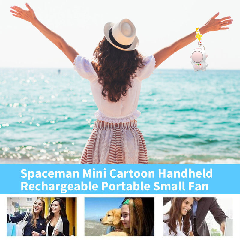 Mini Astronaut Fan Portable Bladeless Fan USB Rechargeable Battery (Pink)