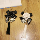 Decoration PU Camellia Bag Pendant Tassel Car Key Ring Keychain For Women|Girls
