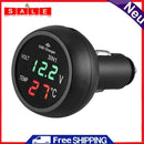 3 in 1 12/24V Car Car LED Digital Voltmeter Meter + Thermometer + USB Charging