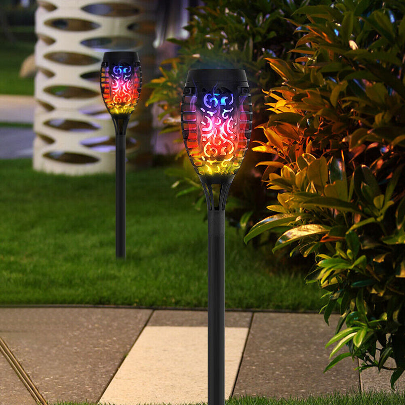 12LED Solar Flame Torch Flickering Lights Garden Lawn Path Decor (2pcs)