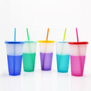 Reusable Color Changing Cups 7pcs Cold Drinks Travel Tumbler with Lids Straws