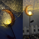 Solar LED Sun Moon Flame Light Retro Iron Landscape Lawn Lamps (A)(Yellow) Newly