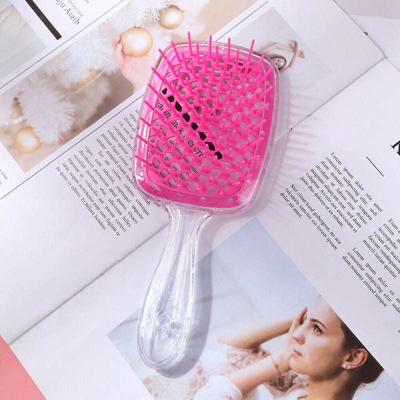 Wide Teeth Air Cushion Combs Women Scalp Massage Styling Brush Hollow Grid Co