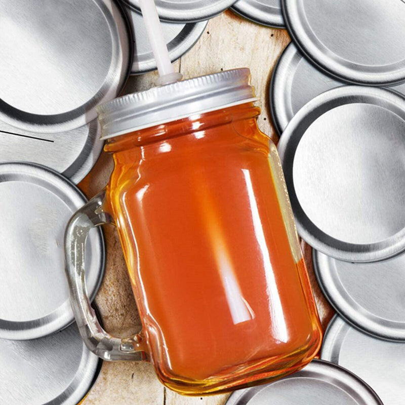 Metal Mason Jar Lids-Food Grade Airtight Silicone Seal Regular Mouth Can Lids