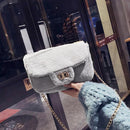 Women Solid Chain Flap Handbag Shoulder Messenger Bags Crossbody Bag (Grey)