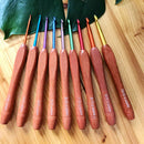 Wooden Handle Aluminum Crochet Hooks Set Knitting Needles Sweater Yarn Accessory
