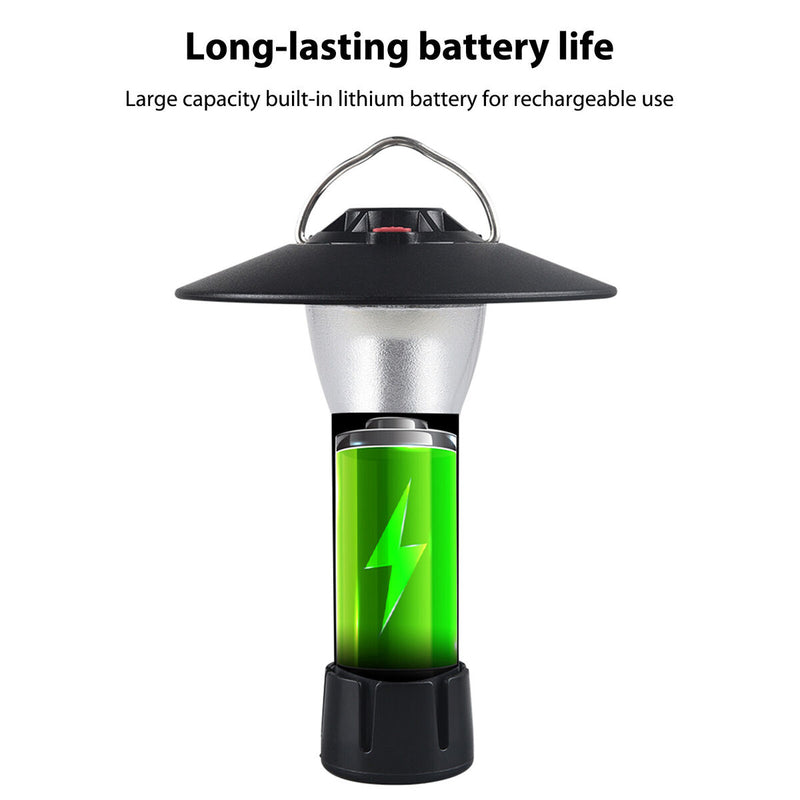 USB LED Camping Torch Flashlights Three-speed Lighting Portable Fishing Lantern