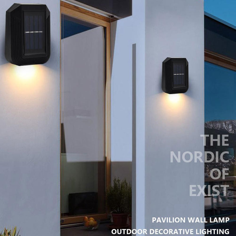 6LED Solar Wall Lamp Outdoor Waterproof Up Down Garden Yard Light (Warm)