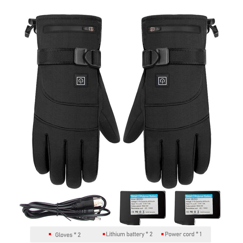 Waterproof Electric Heated Gloves Touch Screen Winter Windproof Thermal Gloves