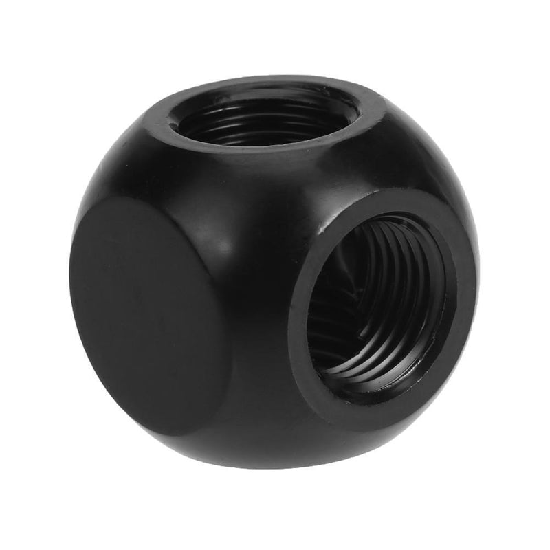 G1/4 Inner Thread 4 Way Water Tube Connector Ball Shaped Adapter(Black) Newly
