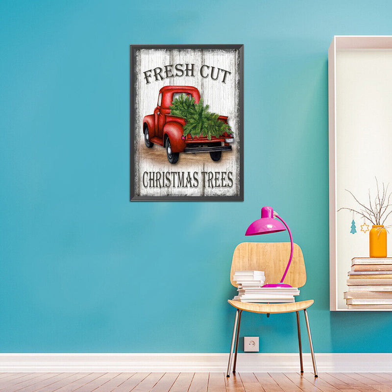 Full Cross Stitch 11CT Christmas Tree Car Stamped Embroidery DIY Needlework
