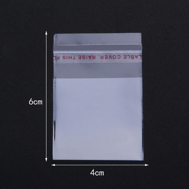 100pcs Clear OPP Bags Self Adhesive Seal Plastic Sequins Jewelry Container