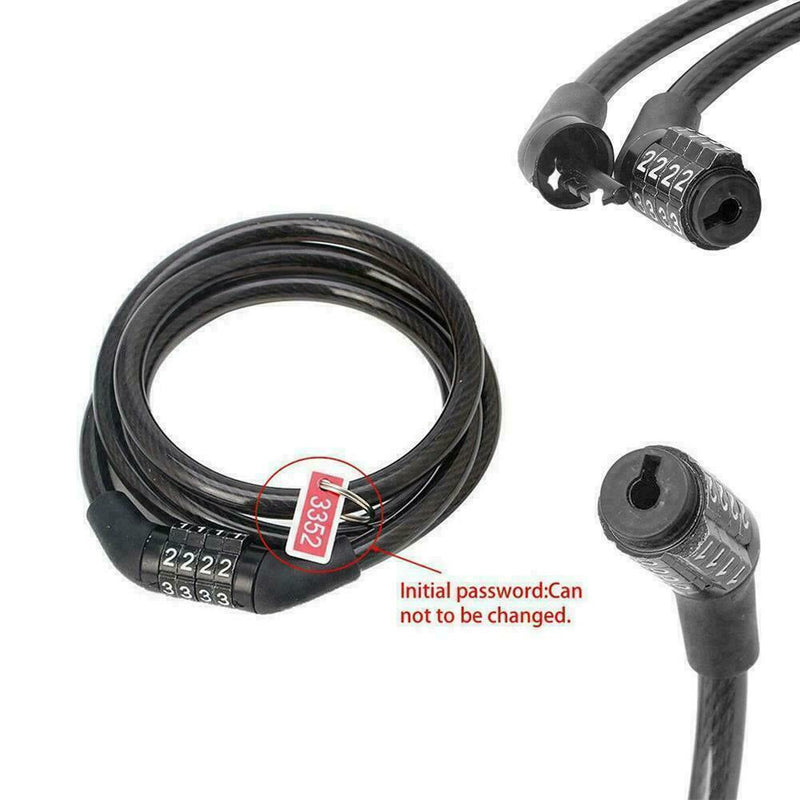 Cycling Security 4-Digit Combination Password Bike Chain Lock Bicycle Cables E3J