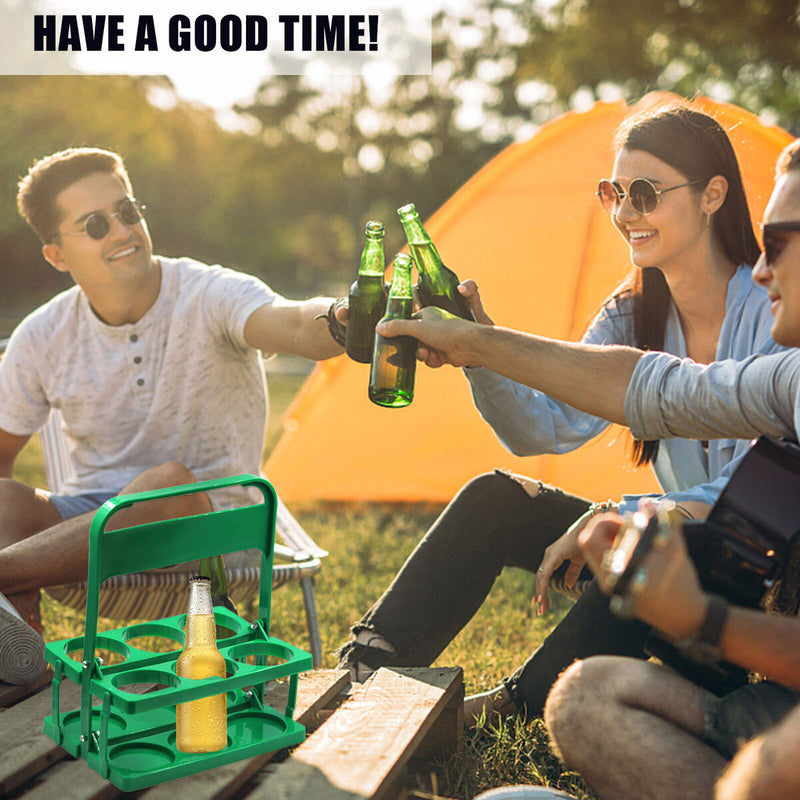 Portable Beer Rack Foldable Plastic Beer Basket Durable Wine Rack (Green) Newly