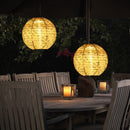 3pcs LED Round Solar Lantern Printed Waterproof Hanging Decor (Green Leaf) Newly