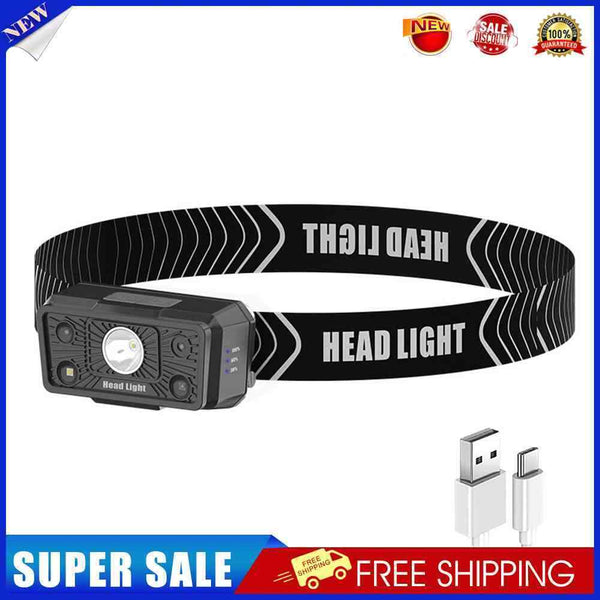 #A Wave Induction XPE LED Headlamp USB Type-C Charging Waterproof Safety Headlig