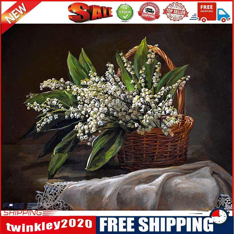 Frameless Oil Paint By Numbers Flowers DIY Canvas Picture Craft for Home
