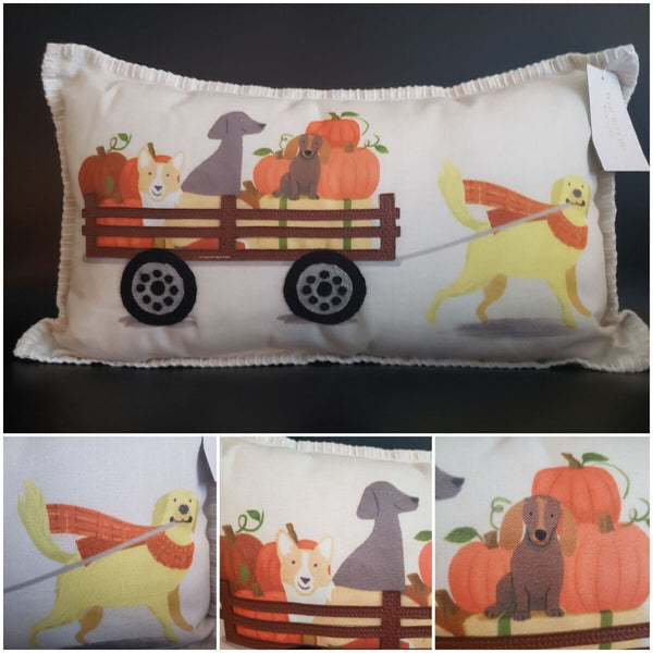 20" Isaac Mizrahi Fall Corgi Dachshund Golden Retriever Dog Lumbar Throw Pillow