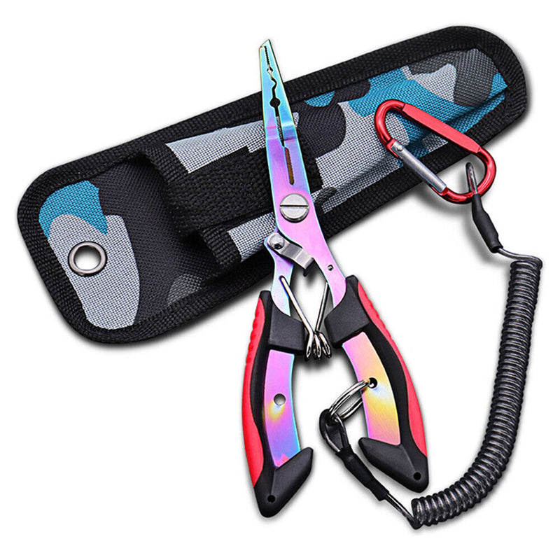 Fishing Plier Line Lure Cutter Hook Remover Fishing Scissor (Red Black) Newly