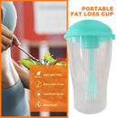 Portable Cup with Fork - Low-cal Food Container for Cereal Oatmeal (Green)