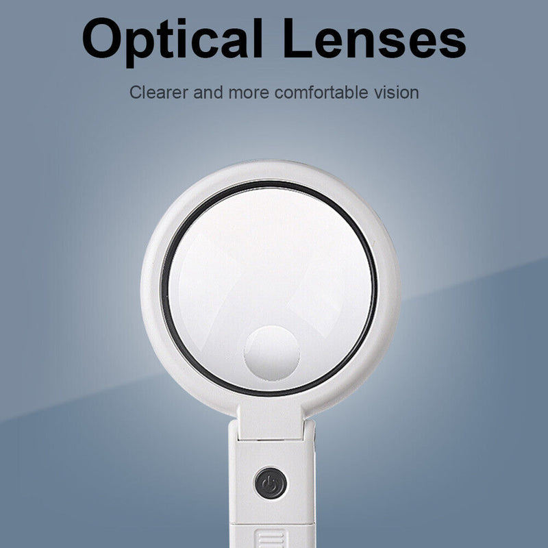 LED Folding Magnifier for Reading Portable Handheld Loupe Magnifying Glass Newly