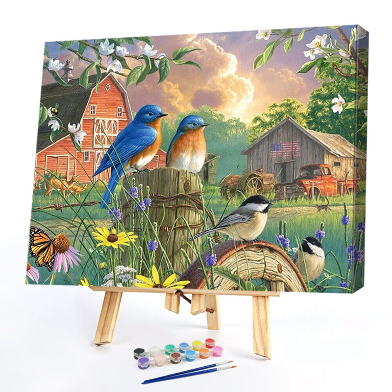 #A Railing Bird Oil Paint By Numbers Kit DIY Acrylic Painting on Canvas Frameles