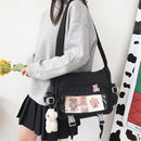 Korean College Handbags Large Capacity Tote Bags Multi-pocket for Student School