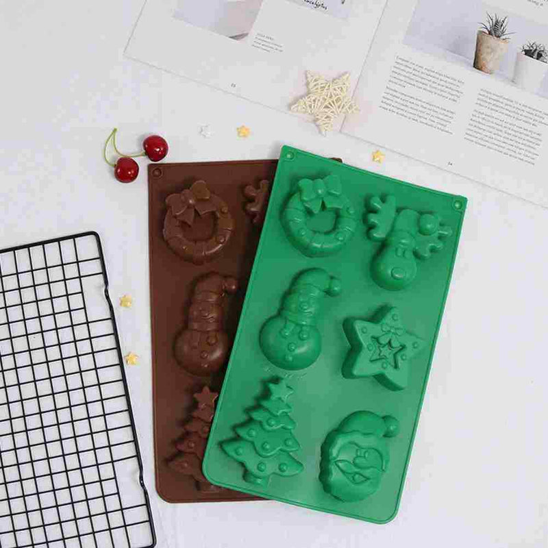 Baking Silicone Mold Christmas 6 With Elk Christmas Snowman Tree P9Q9