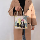 Women Linen Shoulder Lunch Bag Large Capacity Top-handle Handbags (Style 3)